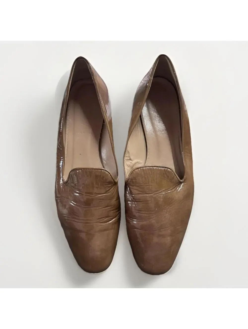 (RC) J. Crew Darby Patent Leather Loafers Cognac Brown 10 M Italy Flats EUC